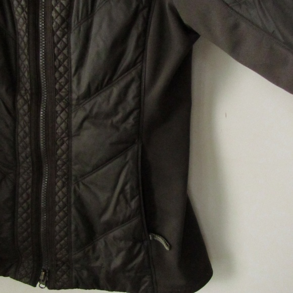 Athleta Dark Gray Stretch Sides Quilted Accent Hooded Jacket Women's M - Picture 8 of 16
